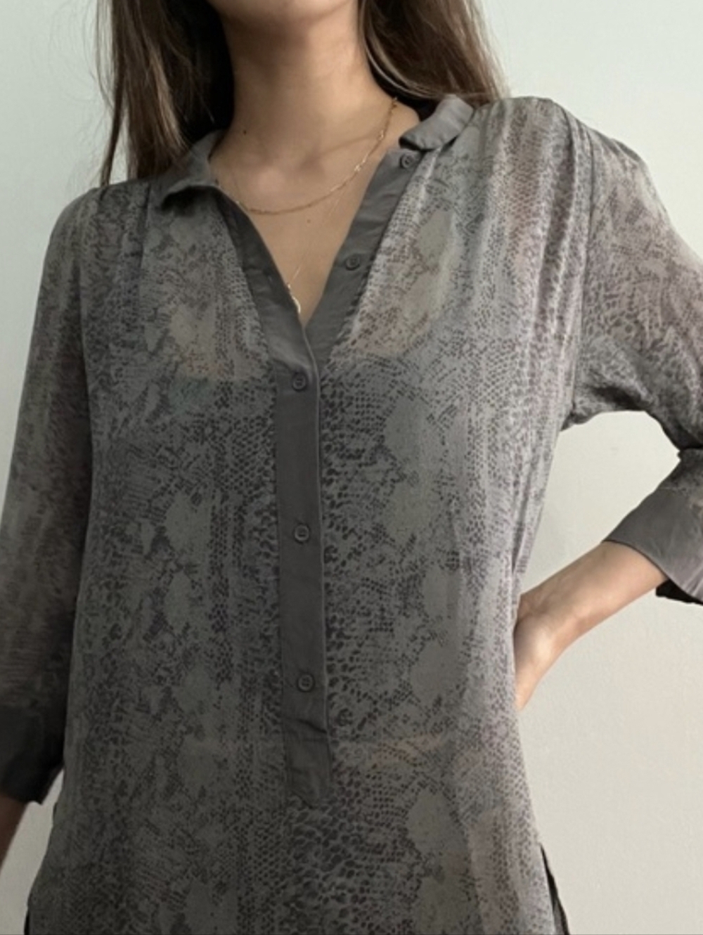 Wilfred Silk Snakeskin Blouse Top
